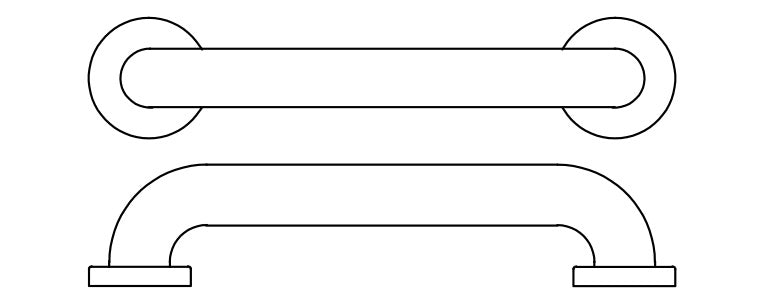 ידית אחיזה קוטר 25.4 ממ 305 ממ נירוסטה AISI304 מט