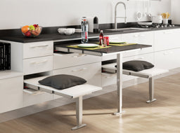 T-BENCH ספסל מגירה נשלף עם רגל מתקפלת ליחידה ברוחב 450 ממ ברונזה אנודייז