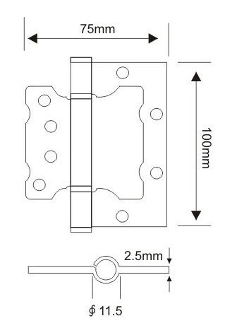 ציר ספר כנף אחת 100X75 ניקל EXTRA