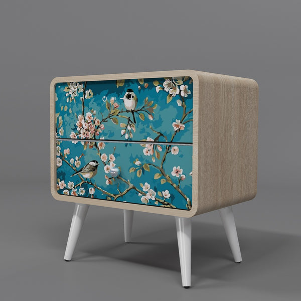 שידת אחסון ורמקול בלוטוס עם טעינה אלחוטית - מייפל