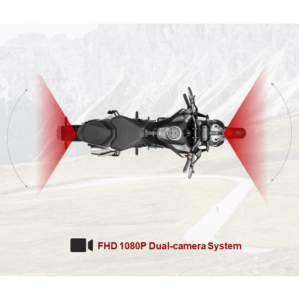 מצלמה קדמית ואחורית לאופנועים כולל שלט ומיקרופון חיצוני