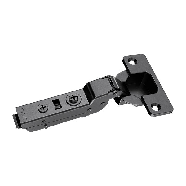 ESTO+ COMFORT ציר קליפ כפוף 105° עם בולם אינטגרלי, חיבור דיבל נפתח BL ניקל שחור