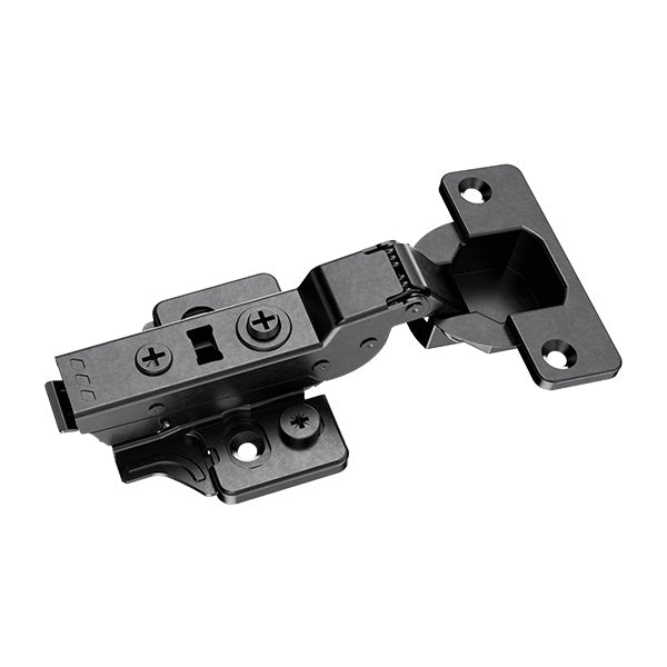 ESTO+ COMFORT ציר קליפ כפוף 105° עם בולם אנטגרלי,ברגים BL ותושבת ג' 2 ממ וחור שלישי ניקל שחור