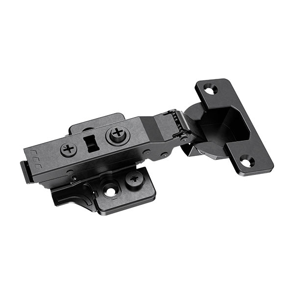 ESTO+ COMFORT ציר קליפ ישר  105° עם בולם אנטגרלי,ברגים BL ותושבת ג' 2 ממ וחור שלישי ניקל שחור
