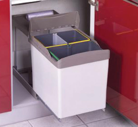 פח אשפה 2X21L אוטומטי גבוה לדלת רוחב 450 ממ אפור