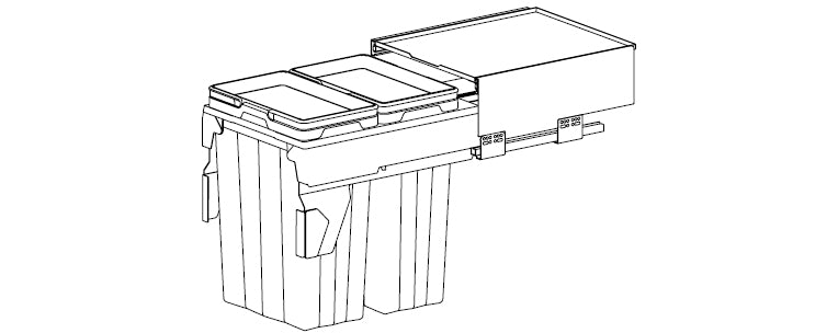 פח אשפה כפול נשלף עם בולם ומדף 66L (2X33L), ג-540 ע-520, חיבור לדופן+דלת, לדלת ברוחב 450 ממ גרפיט