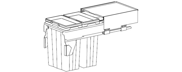 פח אשפה כפול נשלף עם בולם ומדף 66L (2X33L), ג-540 ע-520, חיבור לדופן+דלת, לדלת ברוחב 450 ממ גרפיט