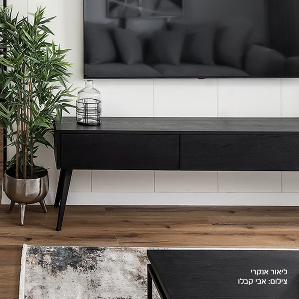לוח MDF מסונכרן עובי 18 ממ (צד 1) 1240X2750 ממ אלון שחור משוחזר