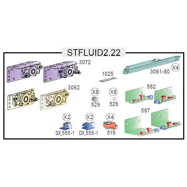 STAR FLUID קיט מנגנון רחף כולל 4 בולמים ל-2 דלתות בעובי עד 22 מ"מ