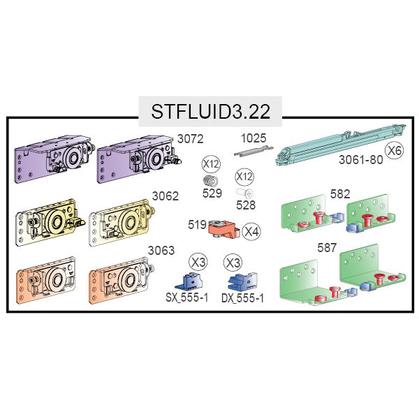 STAR FLUID קיט מנגנון רחף כולל 6 בולמים ל-3 דלתות בעובי עד 22 מ"מ