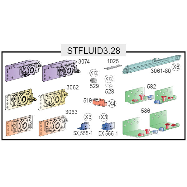 STAR FLUID קיט מנגנון רחף כולל 6 בולמים ל-3 דלתות בעובי עד 28 ממ