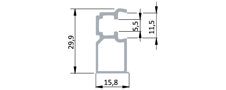 פרופיל אלומיניום29.9X15.8 לחיבור נושא מדף TRIADEPRO40K 2400 ממ