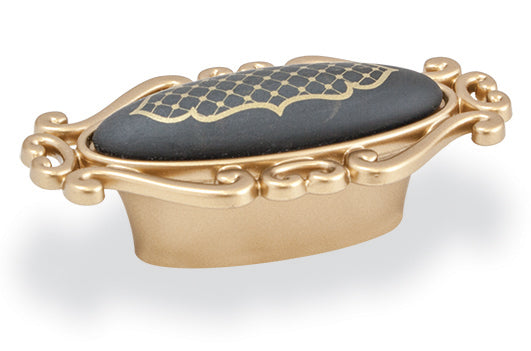 ידית 32 ממ פורצלן שחור קישוט זהב/ זהב מט