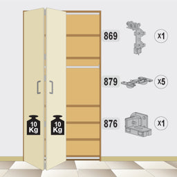 הרמוניקה 2 כנפיים (למסילה 870ALU/1080ALU ) חיבור לדופן, עד 10 ק"ג לכנף, לגובה 2400 ממ
