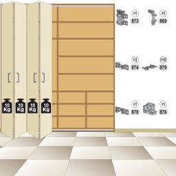 הרמוניקה 4 כנפיים (למסילה 870ALU/1080ALU) חיבור לדופן, עד 10 ק"ג כנף, לגובה 2400 ממ