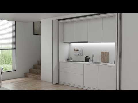 EXEDRA2 מנגנון SMART לדלת כיס מתקפלת לר. כנף 550-850 ממ משקל דלת עד 50 קג גובה 1800-2600ממ ימין/שמאל