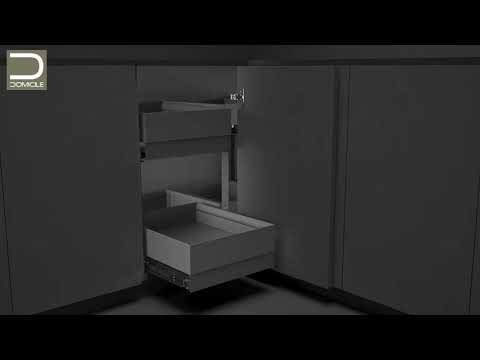 FLY BOX URBAN מנגנון פינה ל-4 סלי מתכת נשלפים 450 ממ גרפיט
