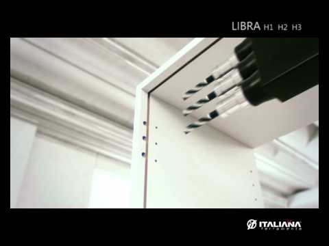 LIBRA H2 מתלה סמוי מתכוונן (ימין/שמאל) לארונות עליוניים חיבור תעשייתי לעומס 150 קג לזוג מגולוון